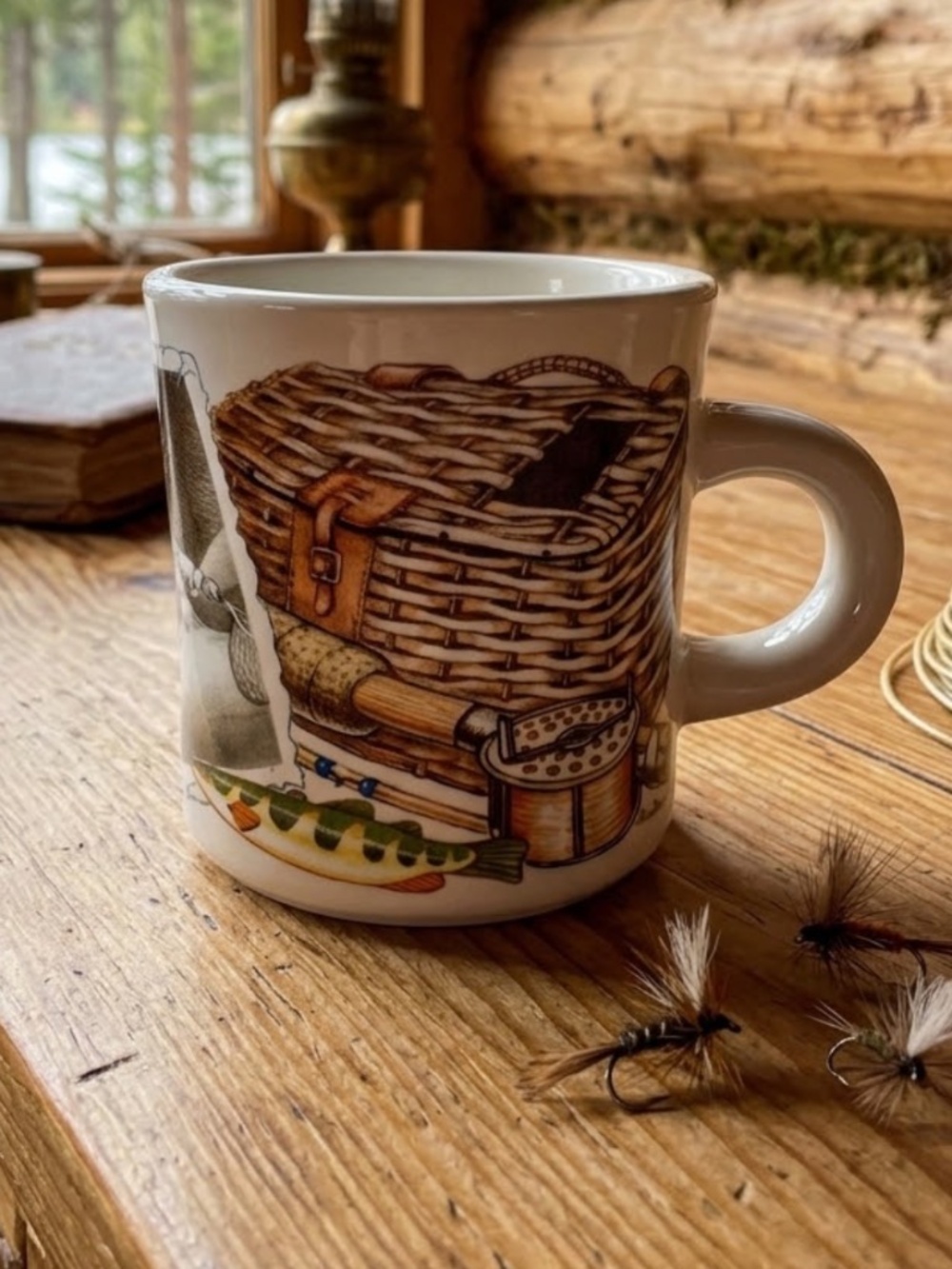 Vintage 1994 Ceramic Coffee Mug Fly Fishing - Potpourri Designs Sports Nostalgia